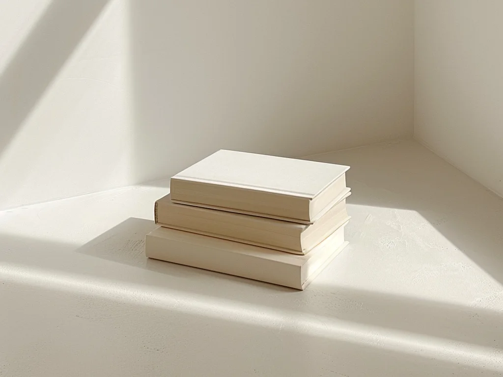 two or three books stacked on top on white floor facing corner wide